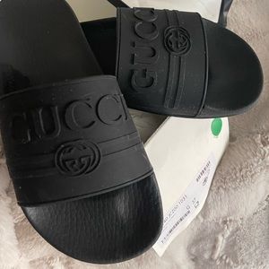 Black Gucci slides